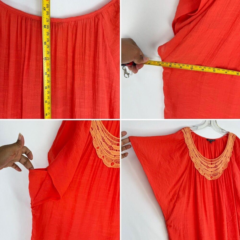 Unique Spectrum Women's Crochet Orange Size 2X Blouse Tunic Short Sleeve - Picture 10 of 16